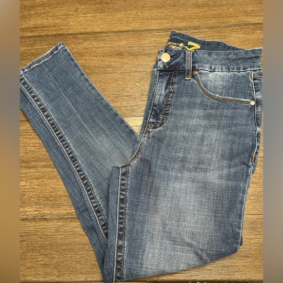 Seven7 Tummy less High Rise Skinny Dark Blue Denim Jeans Size 12 - Picture 1 of 8